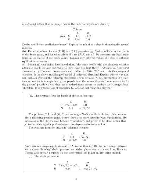 Problem Set 1 1. Games in Strategic Form: Do questions 1-4 and ...