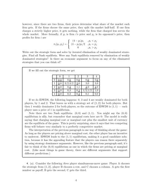 Problem Set 1 1. Games in Strategic Form: Do questions 1-4 and ...