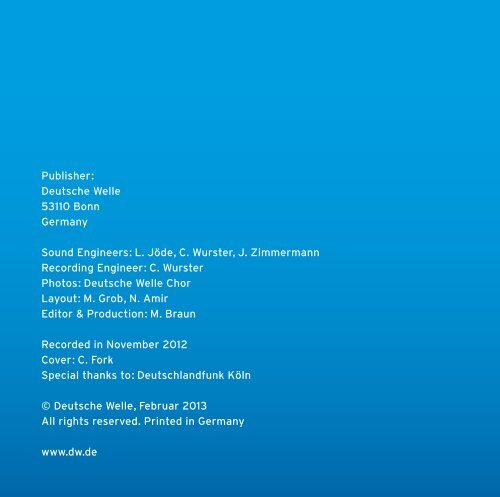 CD-Booklet - Deutsche Welle Chor