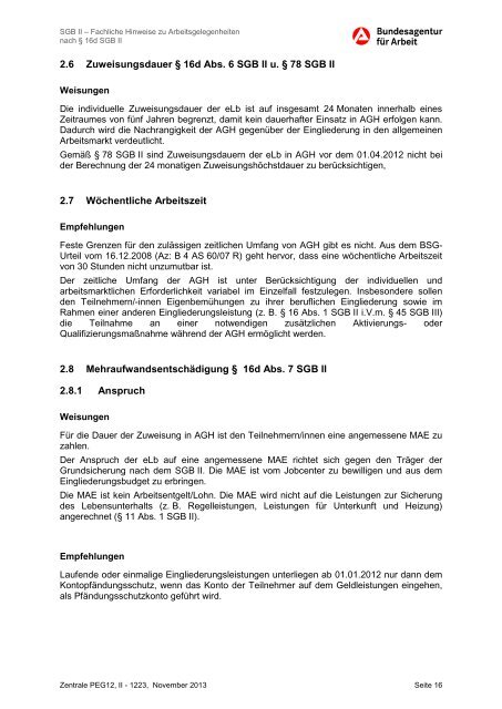 SGB II Fachliche Hinweise Arbeitsgelegenheiten (AGH) - Jobcenter ...