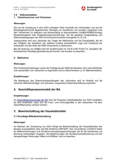 SGB II Fachliche Hinweise Arbeitsgelegenheiten (AGH) - Jobcenter ...