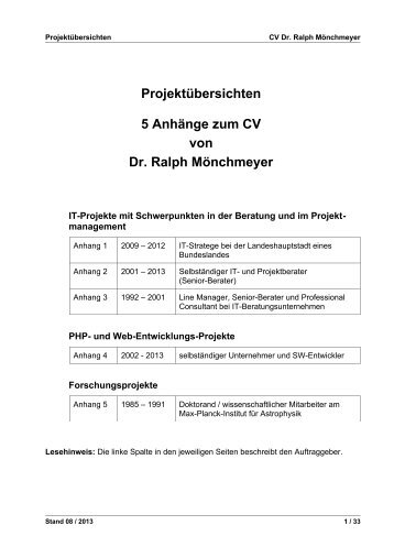 Projektliste zum CV Dr. Mönchmeyer 08/2013 - linux-blog – Fa ...