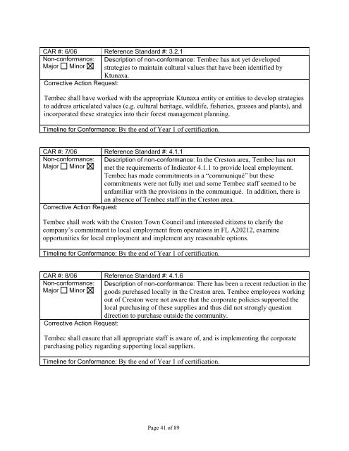 Forest Management Certification Assessment Report for - Rainforest ...