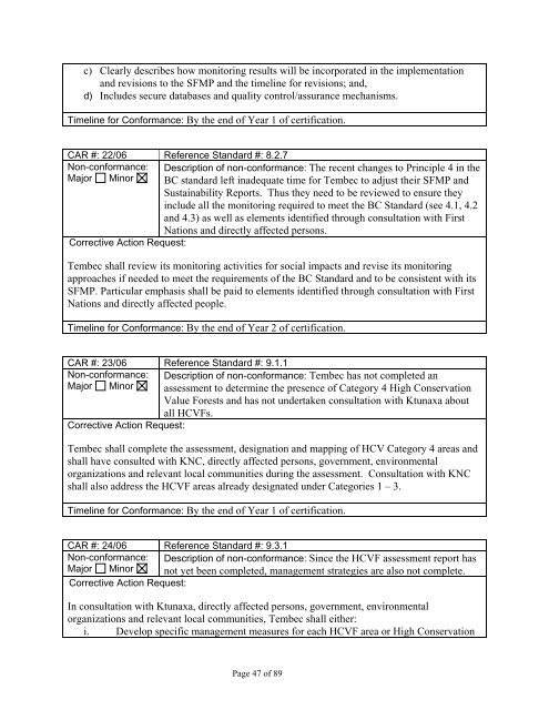 Forest Management Certification Assessment Report for - Rainforest ...