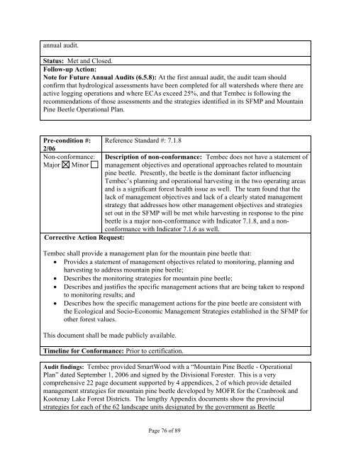 Forest Management Certification Assessment Report for - Rainforest ...