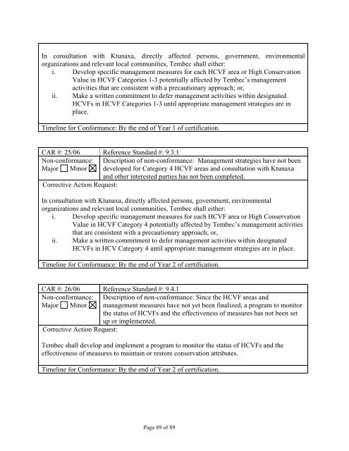 Forest Management Certification Assessment Report for - Rainforest ...