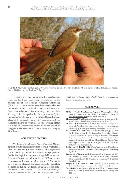 Revista Brasileira de Ornitologia - Universidade Federal do Acre
