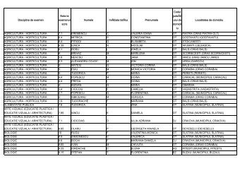 Disciplina de examen Nota la examenul scris Numele IniÅ£iala ...