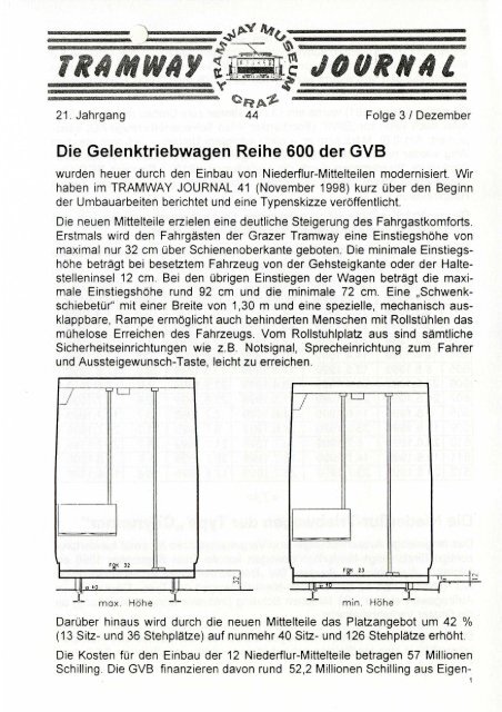 Die Gelenktriebwagen Reihe 600 der GVB - Tramway Museum Graz