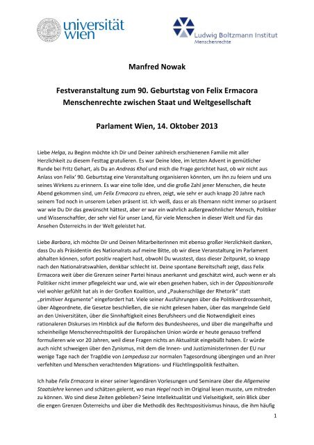 Rede von Manfred Nowak - Ludwig Boltzmann Institut für ...