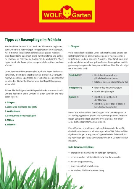 Tipps Zur Rasenpflege Im Fruhjahr Wolf Garten