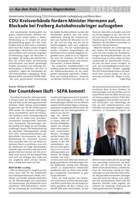 CDU Intern Ausgabe Oktober 2013 - CDU Kreisverband Ludwigsburg