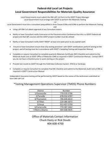 Materials Test Request Form - the GDOT