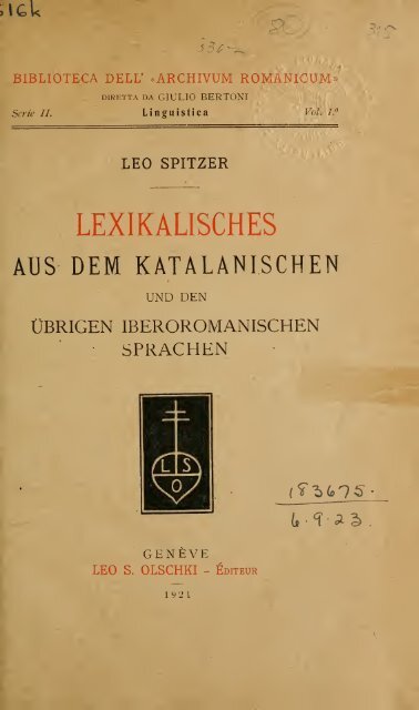 Lexikalisches aus dem Katalanischen und den übrigen ...