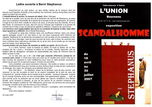 Lettre ouverte à Berni Stephanus - Union , Bournens