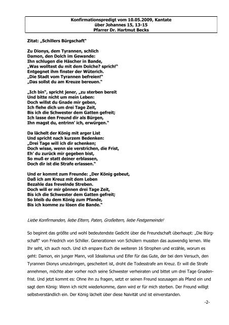 Liebe Konfirmanden Liebe Eltern Paten Grosseltern Liebe
