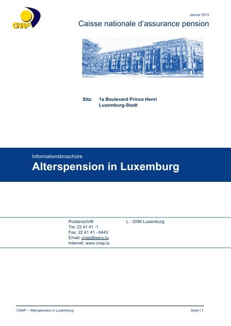 Broschüre - Alterspension in Luxemburg - CNAP
