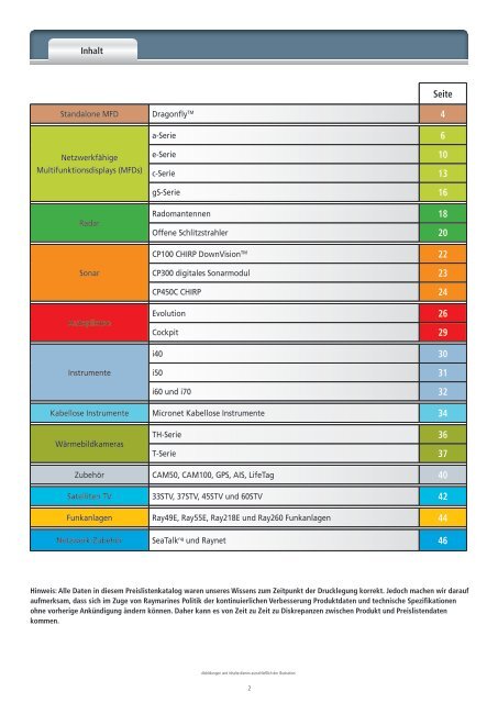 Raymarine Preisliste September 2013 - Nordwest-Funk