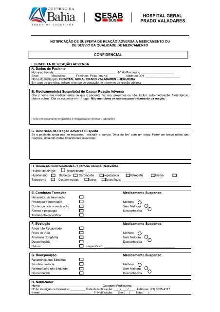 notificação de suspeita de reação adversa a medicamento ou
