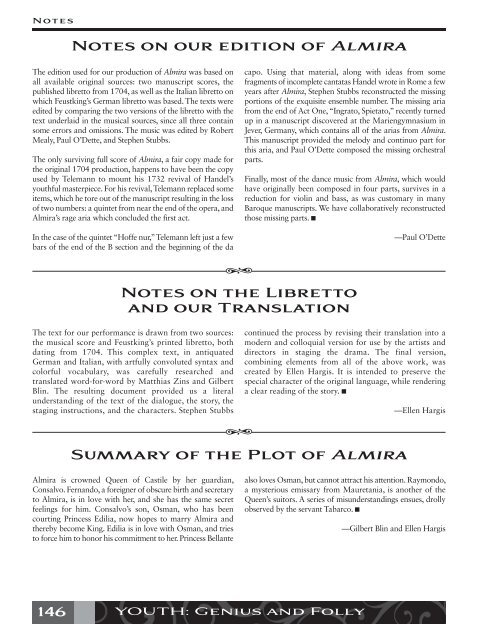 Notes on our edition of Almira Summary of the Plot of Almira ... - WGBH