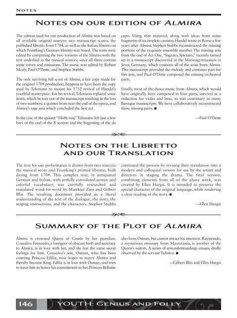 Notes On Our Edition Of Almira Summary Of The Plot Of Almira