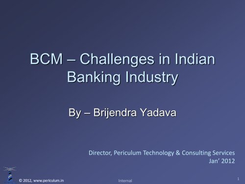 BCM Challenges in Indian Banking Industry - DRI-India