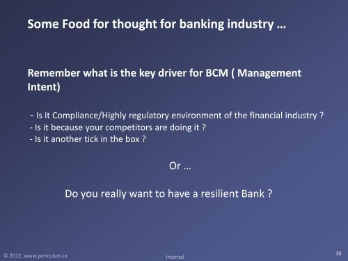 BCM Challenges in Indian Banking Industry - DRI-India