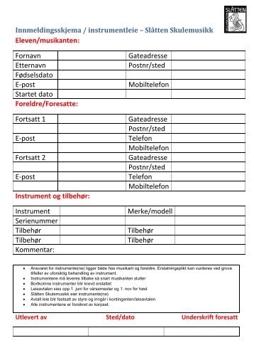 Skjema for kulturskulen - Slåtten skulemusikk