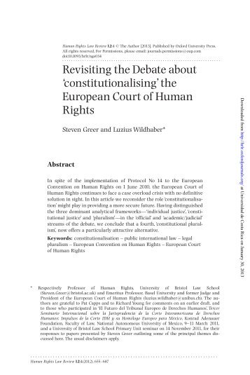 the European Court of Human Rights - Corte Interamericana de ...