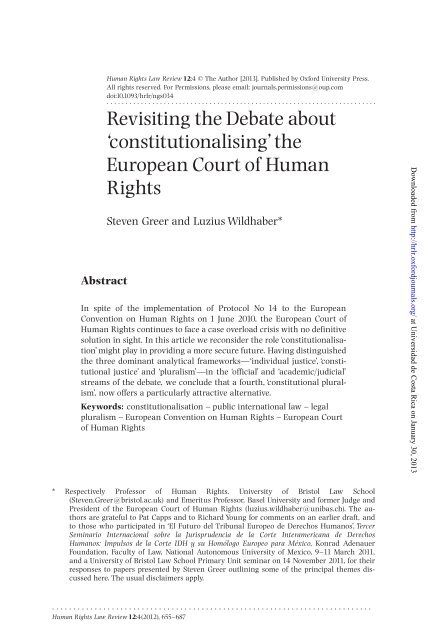 the European Court of Human Rights - Corte Interamericana de ...