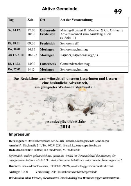 Gemeindebrief Winter 2013 - Ev.-luth. Trinitatis-Kirchengemeinde ...