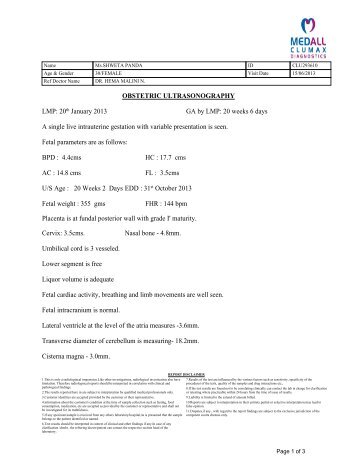 OBSTETRIC ULTRASONOGRAPHY LMP: 20th January 2013 GA by ...