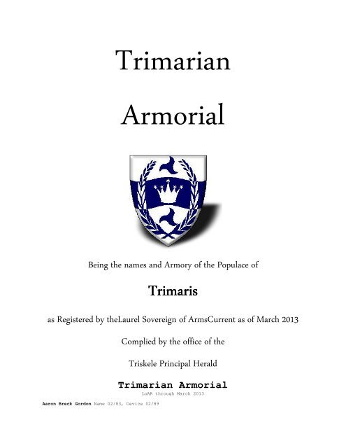 Ordinary & Armorial - Kingdom of Trimaris