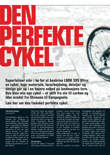 Superlativer stÃƒÂ¥r i kÃƒÂ¸ for at beskrive LOOK 595 Ultra: en cykel, hvor ...