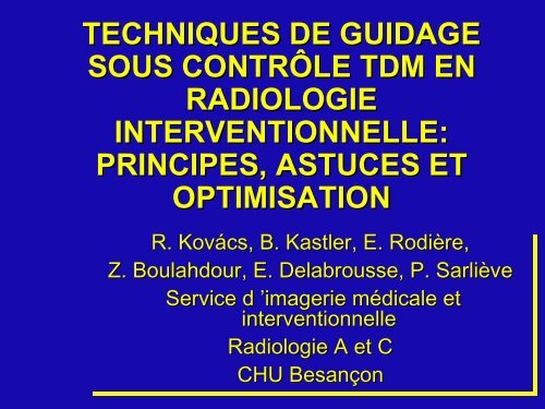 techniques de guidage sous contrôle tdm en radiologie ...