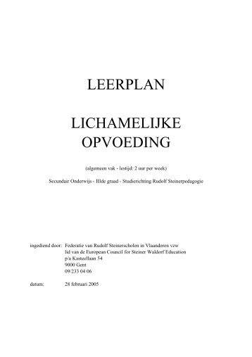 LEERPLAN LICHAMELIJKE OPVOEDING - Federatie Steinerscholen