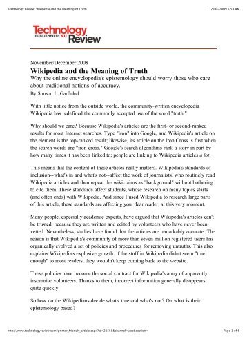 Wikipedia and the Meaning of Truth - Stephen Codrington