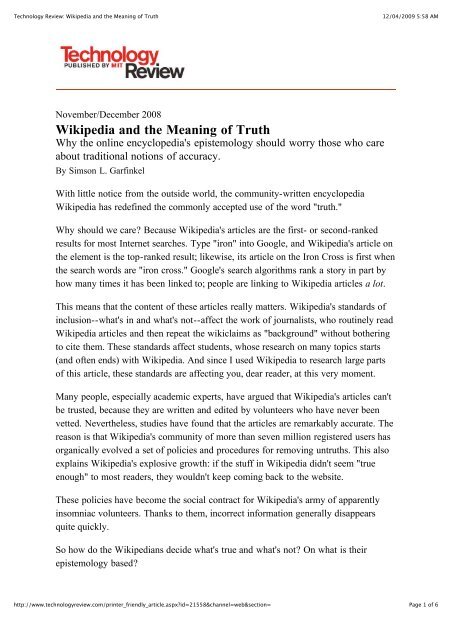 Wikipedia and the Meaning of Truth - Stephen Codrington