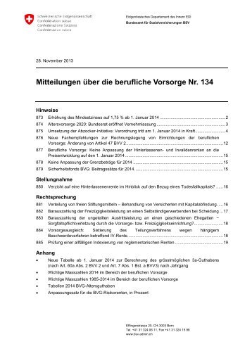 Mitteilungen über die berufliche Vorsorge Nr. 134 - Libera