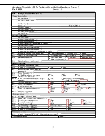 Compliance Checklist for USB On-The-Go and Embedded ... - USB.org