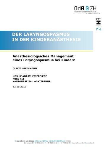 DER LARYNGOSPASMUS IN DER KINDERANÄSTHESIE