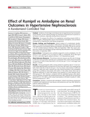 Effect of Ramipril vs Amlodipine on Renal Outcomes in Hypertensive ...