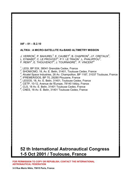 ALTIKA : A MICRO-SATELLITE Ka-BAND ALTIMETRY MISSION