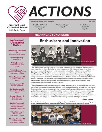 ACTIONS Annual Report Newsletter - Sacred Heart Cathedral School