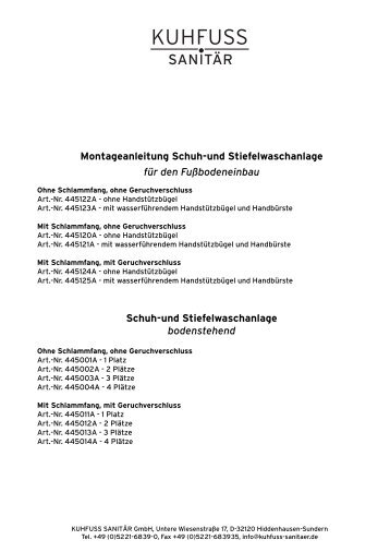 Schuh- und Stiefelwaschanlagen - Kuhfuss