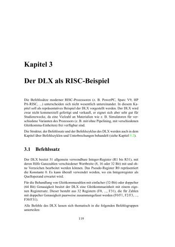 Kapitel 3 Der DLX als RISC-Beispiel