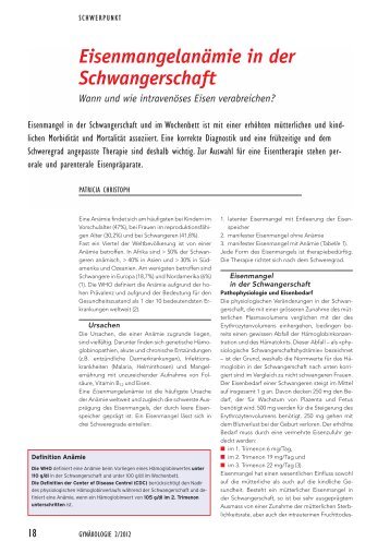 Eisenmangelanämie in der Schwangerschaft