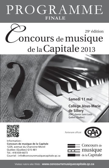 PROGRAMME - Concours de musique de la Capitale