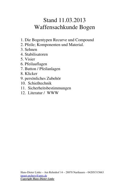 Fachwissen Bogen komplett - Nordwestdeutscher Schützenbund