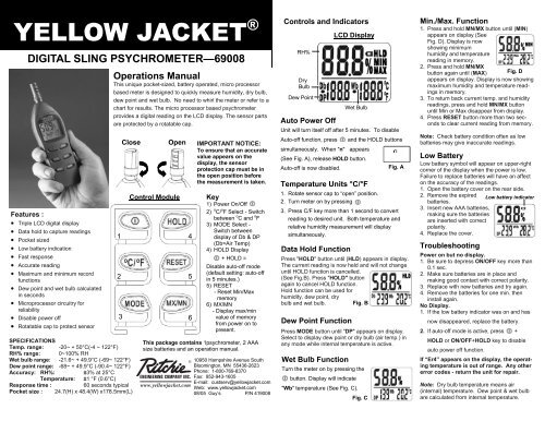 69008 Psychrometer Instructions (2005) - Yellow Jacket